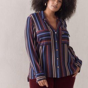 Multi Color Striped Blouse - Addition Elle - X